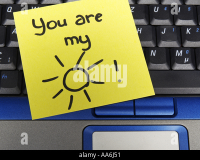 memo note on notebook you are my drawing sunshine Stock Photo