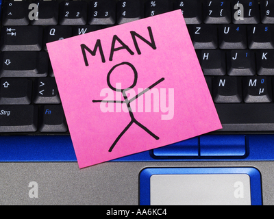 memo note on notebook, drawing man Stock Photo