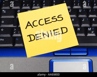 memo note on notebook, access denied Stock Photo