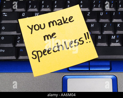 memo note on notebook, you make me speechless Stock Photo