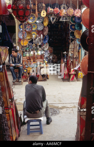 Handicraft stalls in the souq - Rabat, MOROCCO Stock Photo