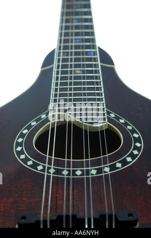 Vertical close up of mandolin and steel strings Stock Photo