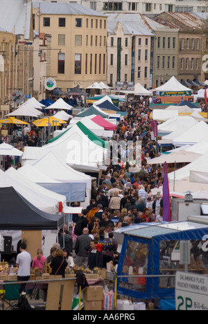 Saturday market in Salamanca Place Hobart Tasmania Stock Photo