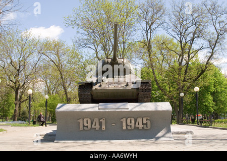 World War 2 Soviet tank memorial in the North Caucasus city of Georgievsk in Southern Russia Stock Photo