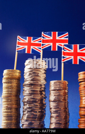 British Pound, Stacks of Money. Stock Photo