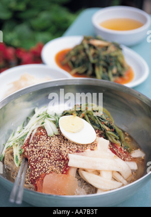 cold noodle with hot sauce Stock Photo