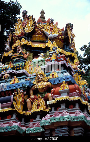 Garish sculptures at Janardhana Swarmy (Varkala) Temple, Varkala, Kerala, South India Stock Photo