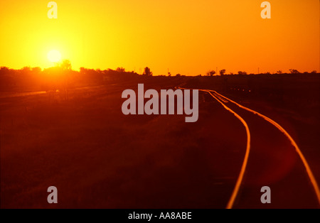 Rail lines and sunset Stock Photo