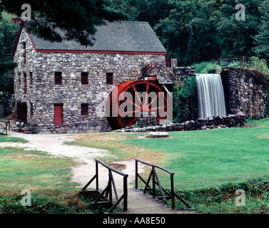 Historic old grist mill at South Sudbury Massachusetts Stock Photo