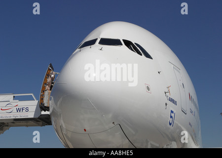 Airbus A380 new double decker passenger commercial airliner the largest airliner in the World Stock Photo