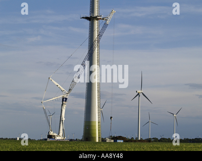 windpark Parndorf, Austria, construction of a wind mill Stock Photo