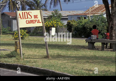 Third World island St Kitts displays a sign to warn its residence of AIDS Stock Photo