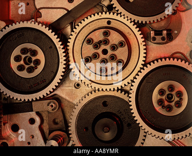 Metal Gears of a large machine Stock Photo