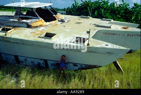 Donald Crowhurst s trimaran Teignmouth Electron on Cayman Brac Cayman Islands in 1991 Stock Photo