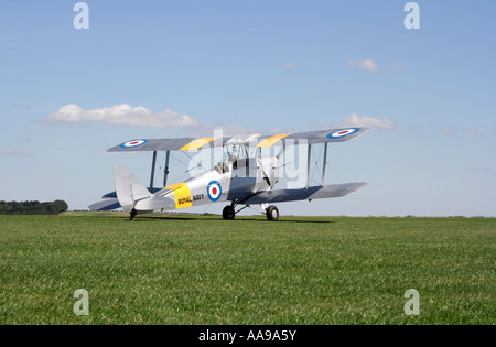 De-Haviland 'Tiger Moth' bi-plane. 'Compton Abbas' airfield. Dorset. UK Historical aircraft. Airplane. Stock Photo