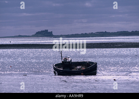 Bamburgh Castle from Holy Island Stock Photo