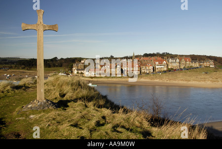 View to Alnmouth village, Northumberland, UK Stock Photo