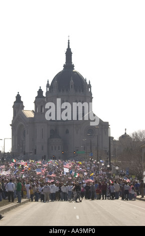 Protesters gather for march. St. Paul, Minnesota Stock Photo