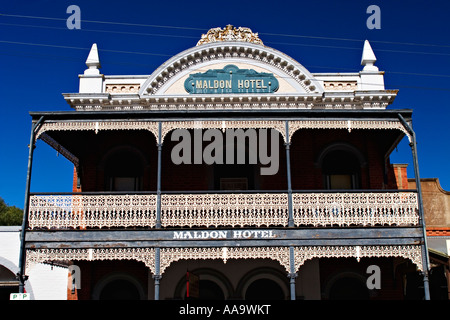 Australian Towns / The Maldon Hotel in the country town of Maldon, in Victoria Australia. Stock Photo