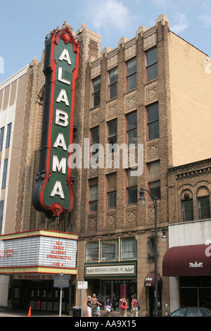 Birmingham Alabama,city,metropolitan,state capital,Third Street North,The Alabama Theatre,theater,constructed,built 1927,visitors travel traveling tou Stock Photo