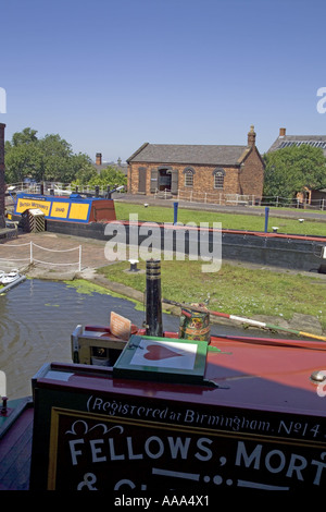 View across lock and canal at the Boat museum,National Waterways Museum.Ellesmere  Port,Cheshire,UK,GB,England, Stock Photo