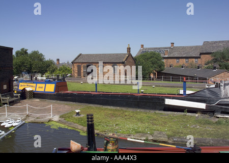 View across lock and canal at the Boat museum,National Waterways Museum,Ellesmere  Port,Cheshire,UK,GB,England, Stock Photo