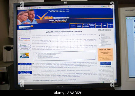 Screen shot of an online internet pharmacy where patients can buy and fill prescriptions Stock Photo