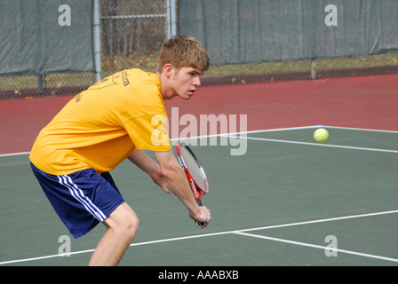 High School Tennis Action Stock Photo