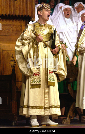 Archdruid during on stage ceremony at the National Eisteddfod of Wales in St Davids Pembrokeshire West Wales UK Stock Photo