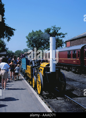 Replica of George Stephenson's 'Rocket' of 1829, at Tenterden, near Ashford, Kent, England, UK. Stock Photo