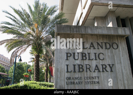 Orlando Florida,Central Boulevard,Public Library,book,books,collection,reading,knowledge,entrance,front,visitors travel traveling tour tourist tourism Stock Photo