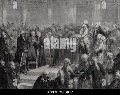 The King accepts and swears to the constitution, 14 September, 1791. Louis XVI, 1754 - 1793.  King of France. Stock Photo