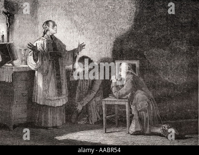 The King at prayer before his execution, 21 January, 1793. Louis XVI, 1754 - 1793.  King of France, 1774 - 1792. Stock Photo