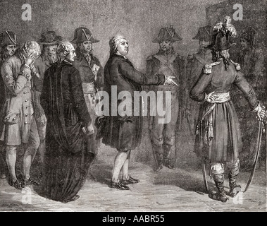 The King says 'We leave' before going to his execution, 21 January 1793.  Louis XVI, 1754 - 1793. King of France, 1774 - 1792. Stock Photo