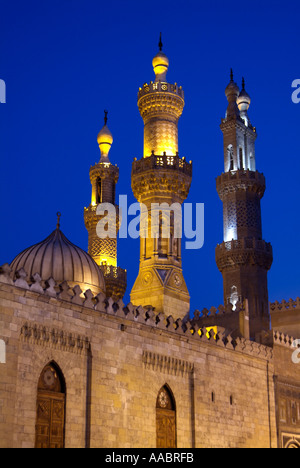 Al-Azhar Mosque at night, Cairo, Egypt Stock Photo