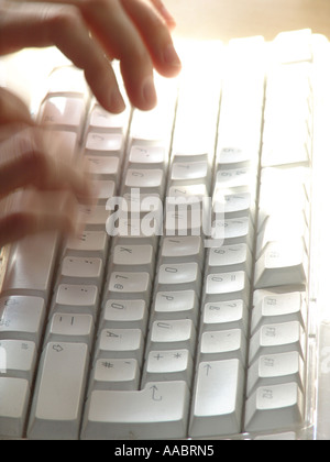 hands on a keyboard Stock Photo