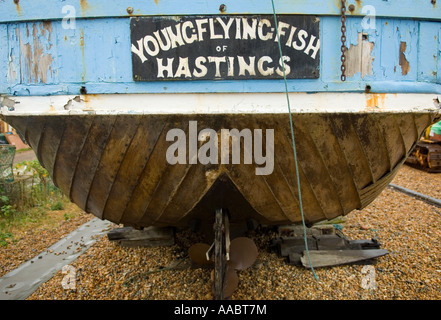 Fishing boat on the beach hastings East wessex England Stock Photo