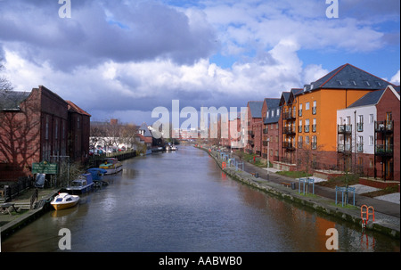 View of the Riverside Complex in Norwich from the Novi Sad Bridge over the River Wensum, Norwich, Norfolk Stock Photo