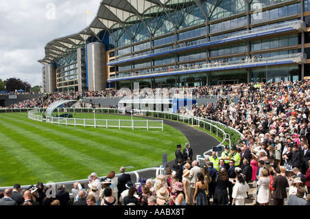 Crowds on the Grandstand during Royal Ascot Stock Photo