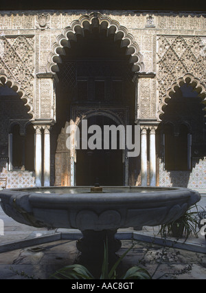 Patio de las Doncellas courtyard, Alcazar, Seville, Spain Stock Photo