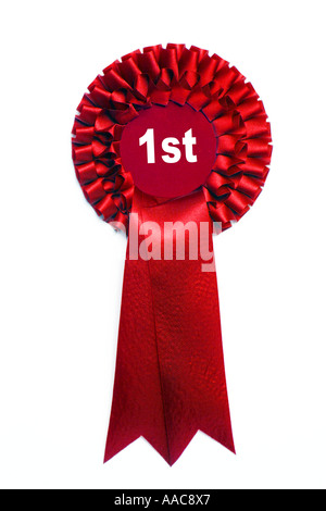 red rosette showing '1st' Stock Photo