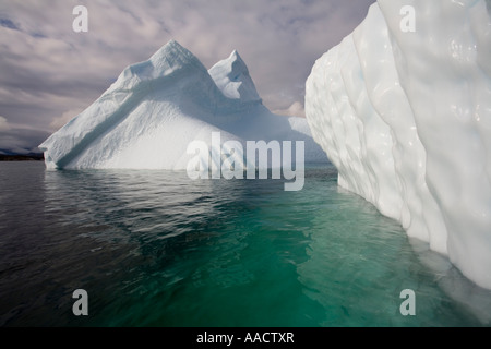 Greenland Nanortalik Icebergs floating along western coast near Ilukasik Island on summer evening Stock Photo