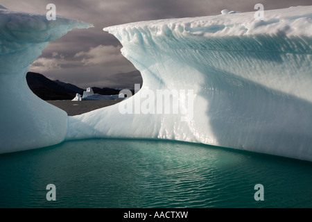 Greenland Nanortalik Icebergs floating along western coast near Ilukasik Island on summer evening Stock Photo