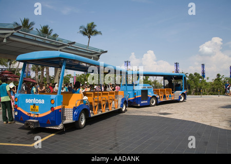 SINGAPORE ASIA May One of the beach trains which takes visitors to the various beaches on Sentosa Island Stock Photo