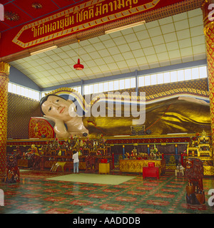 Interior of the Temple of the Reclining Buddha at Wat Chayamangkalaram on Penang island Malaysia southeast Asia Stock Photo