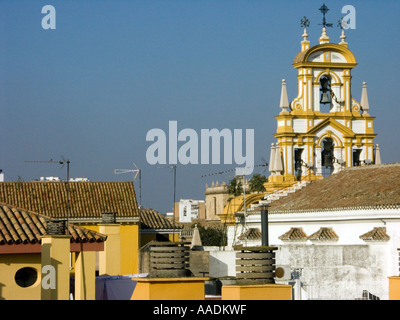 Rooftops of Seville with Basilica de la Macarena Stock Photo