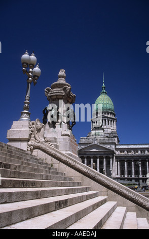 Congress building and part of Two Congresses Monument, Buenos Aires, Argentina Stock Photo