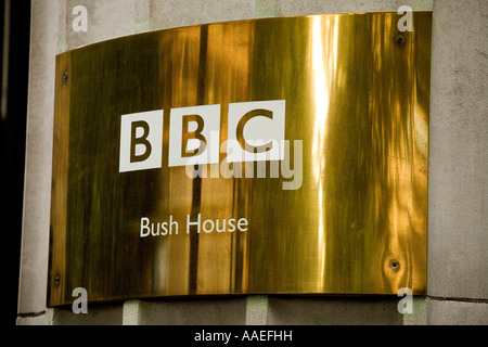 BBC logo outside Bush House Aldwych London Stock Photo