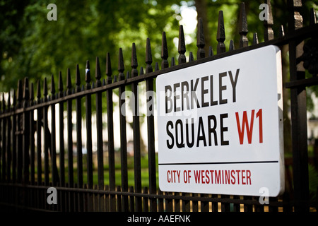 Berkeley Square road sign Mayfair Stock Photo