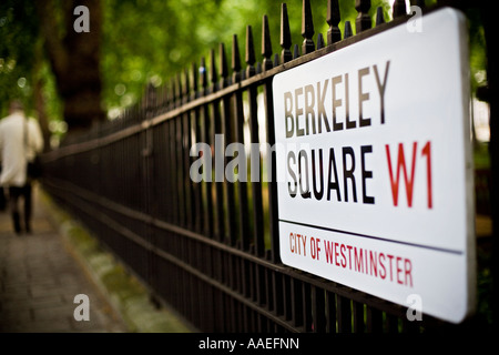 Berkeley Square road sign Mayfair Stock Photo